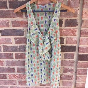 Charlotte Russe Owl Print Ruffle Blouse - Sheer